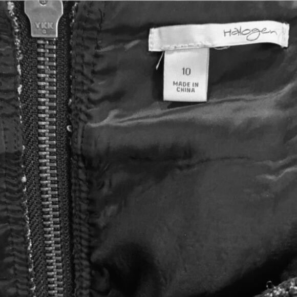 Halogen Skirt Women's Sz 10 Career Tweed Pencil Monochrome Back Exposed Zipper - Picture 3 of 7